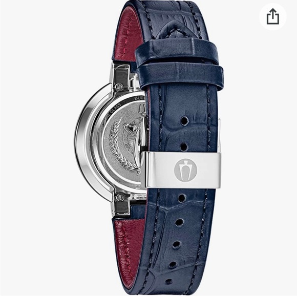 Bulova Rubaiyat Diamond 35mm Stainless Steel Case Blue Leather Strap - 96P196 - Picture 3 of 4